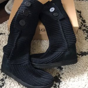 Ugg Black Knit button up Boots